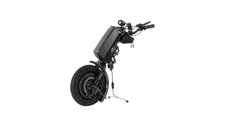 Klaxon Klick Scrambler 11 Electric bicycle with thick tyres and battery pack, promoting outdoor access for physically disabled people in a community programme.